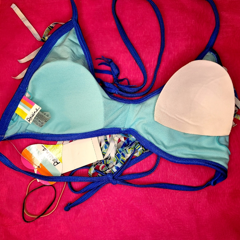 NWT MEDIUM RAISINS ROYAL 2 PIECE PADDED HALTER SWIMSUIT BRALETTE TOP - Picture 4 of 14